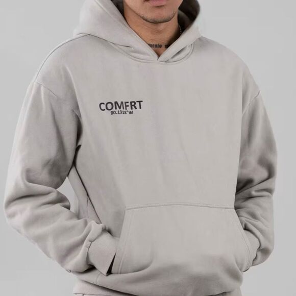 Comfrt Coordinate Oversized Hoodie In Stone Relaxed Weighted Baggy Unisex Hoodie - Picture 9 of 9
